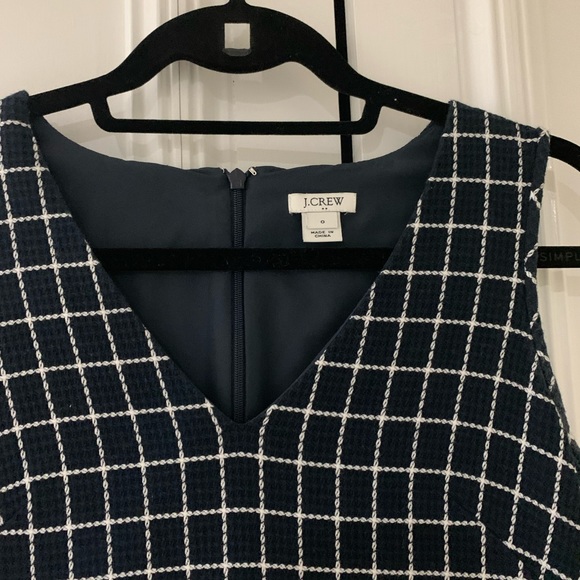 J. Crew Factory navy blue and white windowpane sleeveless mini shift dress - Picture 3 of 5